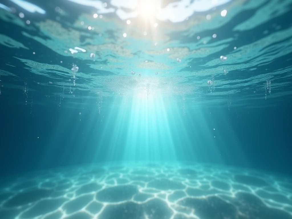 Abstracte weergave van rustig water en licht onder de oppervlakte